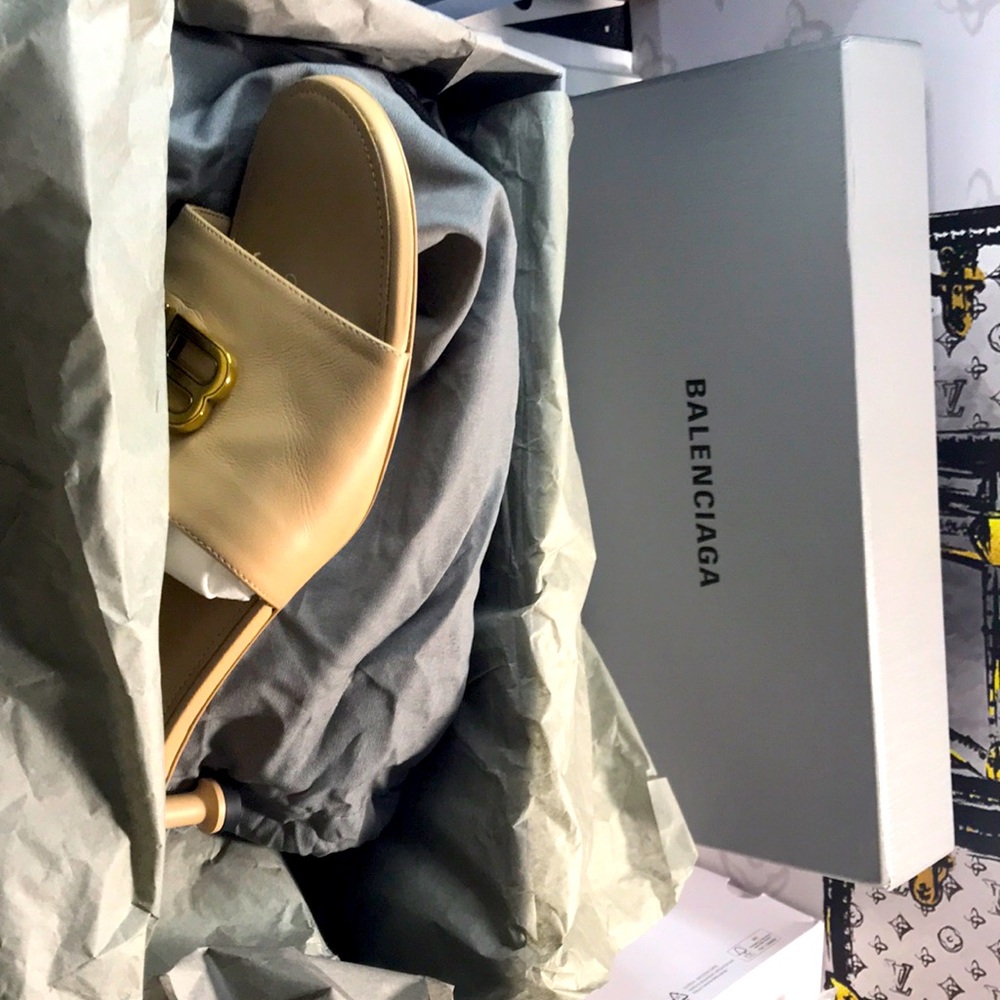 New Balenciaga Groupie BB Logo Slide Sandal (Women) Size EU 39.5 - Picture 16 of 17